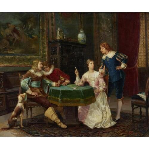 Free shipping classic court figure nobility playing cards oil painting canvas prints on canvas home wall art decoration picture