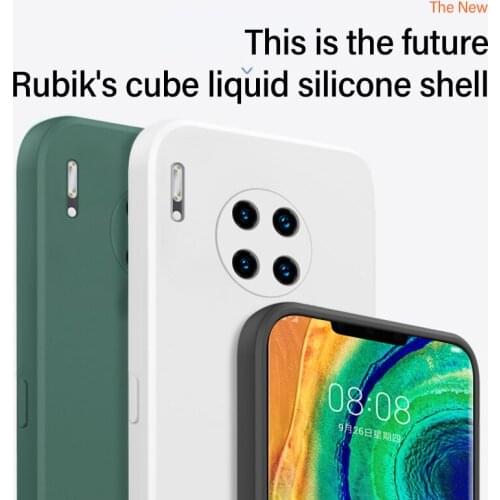 Ultra-thin Liquid Silicone All-inclusive Camera Phone Case For Huawei Mate 30 20 P40 P30 P20 Pro Cute Straight Square Cover