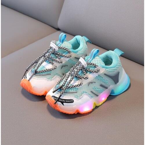 Kids Shoes Baby Boys Girls Childrens Casual Sneakers Bling Led Light Luminous Sneakers Antislip Flat Breathable Sport Shoes