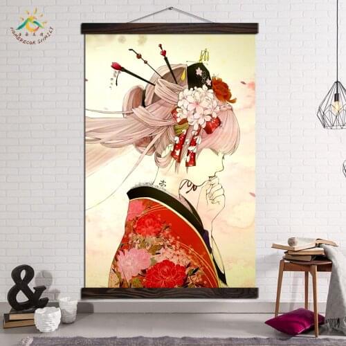 Geisha Girl Poster Canvas Painting Prints and Posters Modern Home Decor Wall Art Pictures Frame for Living Room Japanese Art
