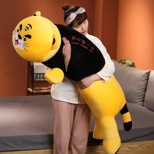 Creative cute tiger plush long pillow kawaii cartoon plush doll home office decoration holiday gift