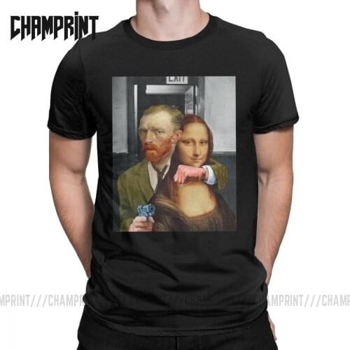 Mens T-Shirt Cultural Hostage Drama Van Gogh Pure Cotton Tee Short Sleeve Portrait Vincent Pop Culture Sunflowers Art T Shirt