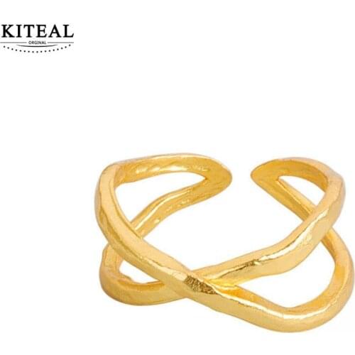 KITEAL New Brand Design Luxurio silver color size Resizeable Lady engagement ring Intersecting line Jewelry on the neck love