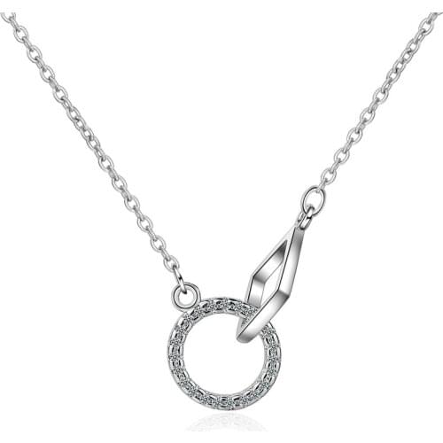 Everoyal Trendy 925 Sterling Silver Necklace For Women Jewelry Fashion Zircon Round Square Pendant Necklace Female Accessories