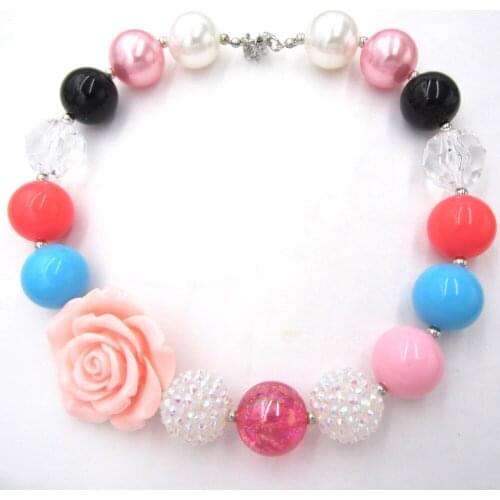 Nice Girls Peach Pink Flower Necklaces Toddler Girl Chunky Beads Bubblegum Necklace Baby Children Festival Gifts Free Shipping