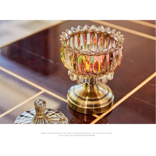 Creative Metal Crystal Glass Living Room Luxury Wedding Home Decor Candy Jar Storage Box