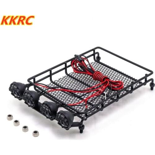 Metal Luggage Carrier Tray Roof Rack with Round Light Accessories for 1/12 RC Car MN D90 D91 D99 MN90 MN99S Upgrade Parts