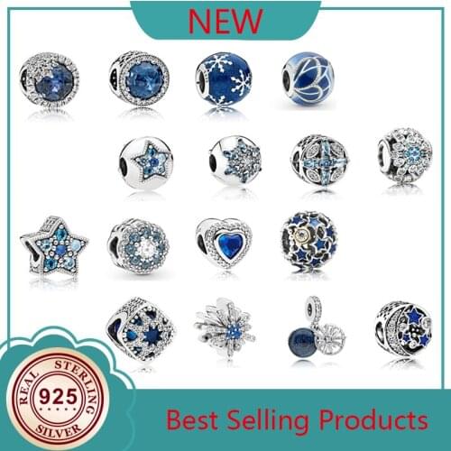 Real 925 Sterling Silver Vintage Sparkly Charms Bead Fit Original Pan Bead Bracelet& Bangles Jewelry Diy Accessories