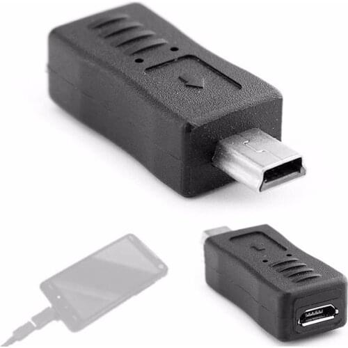 New 2pcs/set Black Micro USB Female to Mini USB Male Adapter Charger Converter Adaptor Drop Shipping