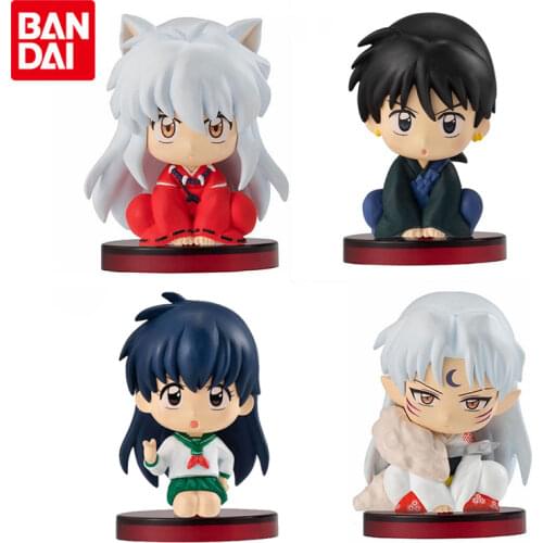Bandai Genuine Gashapon INUYASHA Sitting Modeling Series Dolls Sesshoumaru Miroku Anime Action Figures Gacha Toys Gifts for Kids