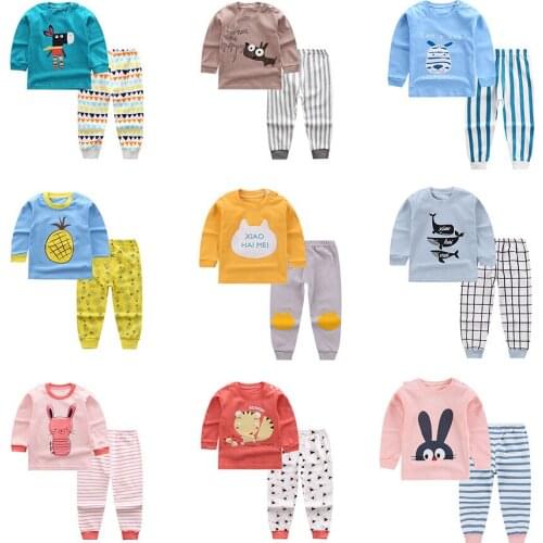 Autumn Pajamas Full Sleeve Top+Pants Girl Sets Boys Cartoon Baby Sleepwear Suit Pyjamas Kids Nightwear 3M 6M 9M 12M 18M 2T 3T 4T