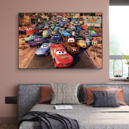 Disney Animation Canvas Painting Car McQueen Posters and Prints Wall Pictures for Kids Room Home Wall Art Decoration Cuadros
