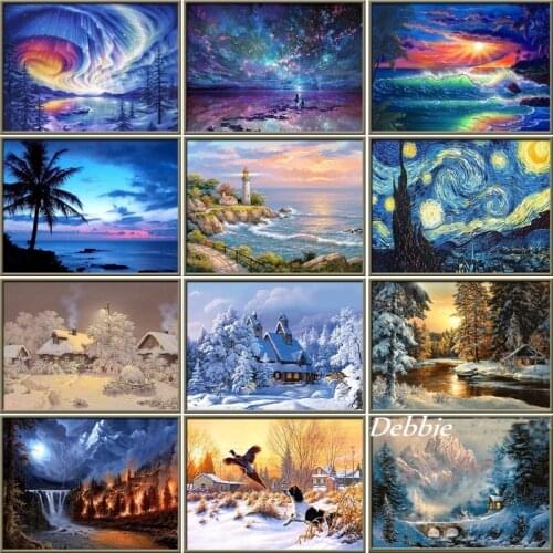 Full Drill Landscape Mosaic Square/Round Diamond Painting Tree Diamond Embroidery Cross Stitch Kit Diamond Art Rhinestones
