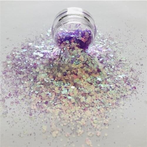 PrettyG 1 Box High Sparkle Iridescent Chunky Mixes Glitter Opal Sequins for DIY Making Art Craft Nail Makeup Decoration CHM