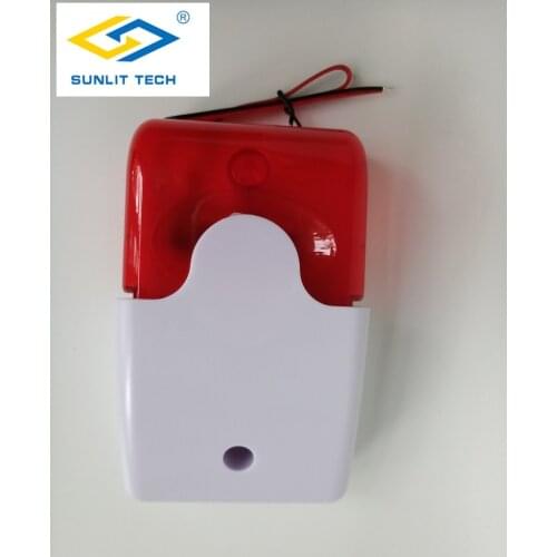 12V 110dB Sound Wired Mini Indoor Siren with Red Light Flash For Home Security Alarm Strobe System