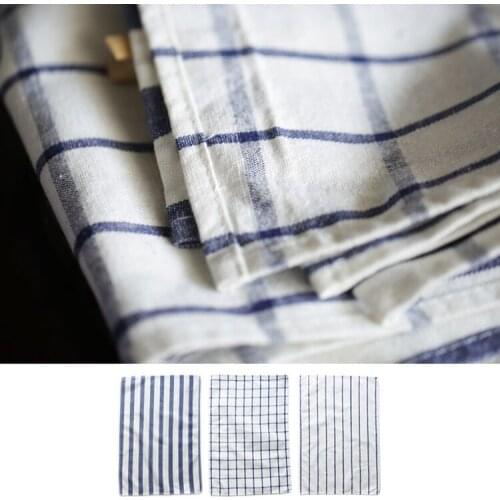 Rectangle Japan Style Cloth Mats & Pads Blue White Tea Mug Cup Coasters Breakfast Placemat Dining Table Placemats Simple Plaid