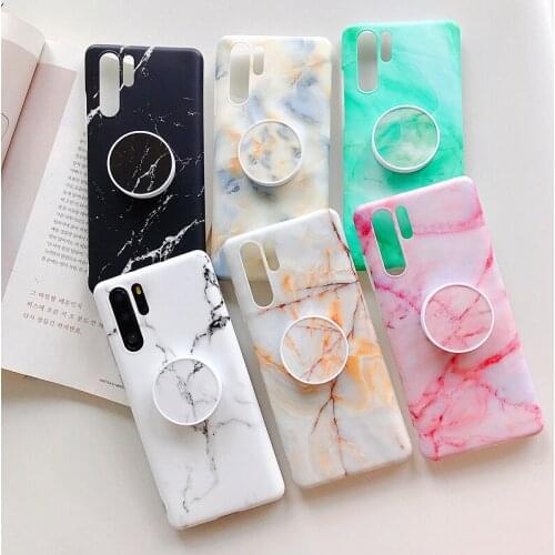 Luxury Matte Marble Soft Silicone TPU Phone Case For HUAWEI P20 pro Mate 20 lite Nova3e P30 Stand Holder Back Cover Coque Shell