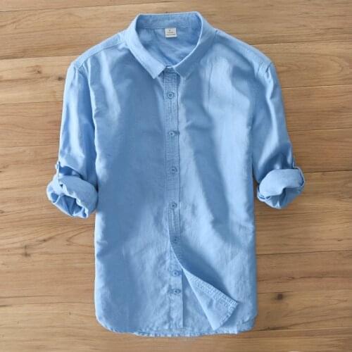 Spring Summer New Multi Colors Mens Long Sleeve Shirts High Quality Cool Linen Shirt Men