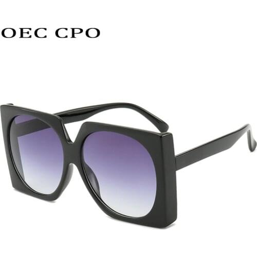 OEC CPO Vintage Square Sunglasses Women Big Frame Fashion Gradient Color Round Lens Women Men Sunglasses UV400 O31