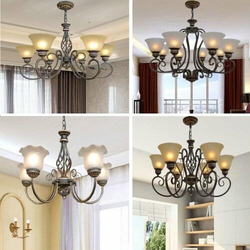 HGhomeart 3/6/8 Head Antique Iron Chandelier Led Suspension Dining Room Chandeliers 110V-220V Country Style Lighting Luminarias