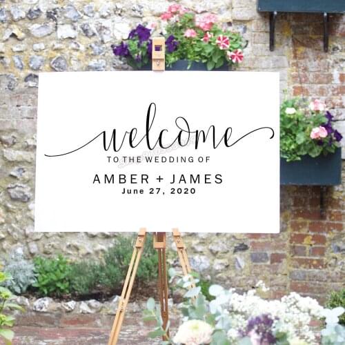 Wedding Sign Wall Decal Welcome to the Wedding of Wedding Decals Vinyl Custom groom and bride name and date Wall Stickers C562