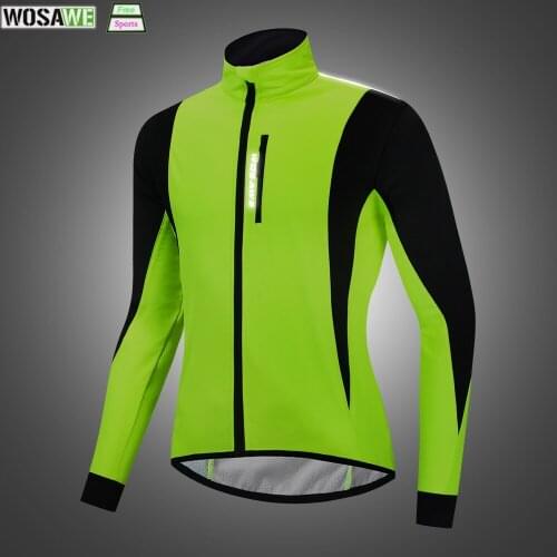 WOSAWE Fleece Thermal Cycling Jacket Autumn Winter Warm Up Bicycle Clothing Windproof Windbreaker Coat MTB Bike Jerseys
