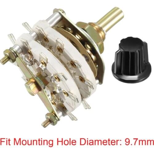 Uxcell 5/6/12/18/20pins 1/2 Deck Band Channel Rotary Switch Selector 4P4T 3P3T 1P4T 2P8T 1P5T with Knob Used on Radio TV