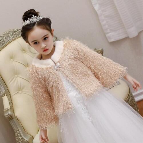 Top Grade New Baby Girls Winter Faux Fur Brand Fur Coat For Girls Formal Soft Party Coat Kids Wedding Outwear