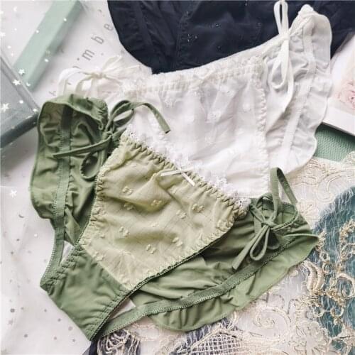 Japanese Bandage Coast Lace Womens Underwear Soft Cute Sweet Mesh Bow Low Waist Sexy Lingerie Transparent Panties Hollow Out