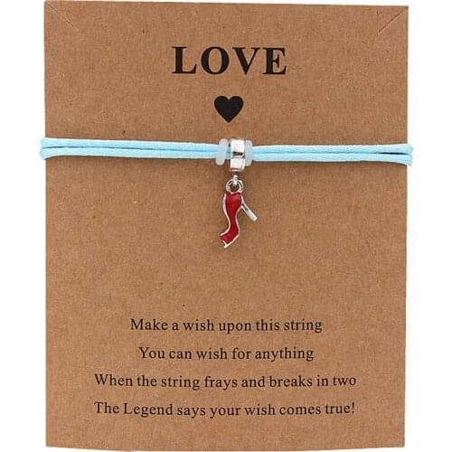 High heels charm string Bracelets for Women Couple Silver Color Color Alloy Charm Lucky Red String Bracelets Jewelry