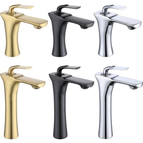 Brush gold Bathroom Basin faucet black/chrome single lever hot and cold basin faucet sink tap basin mixer water tap decked