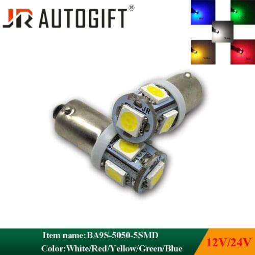 10PCS 12V 24V BA9S 5050 5SMD LED BA9S T11 T4W H6W 233 Automotive Lamp White Red Blue Green Interior Light 5050 5SMD Dashboard