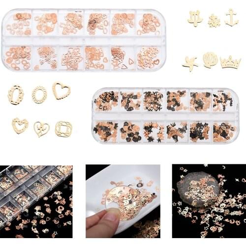 19 Style Rose Gold Nail Art Metal 3D Patch Jewelry Filling Epoxy Mold Making Filling Material For DIY Jewelry Accessories