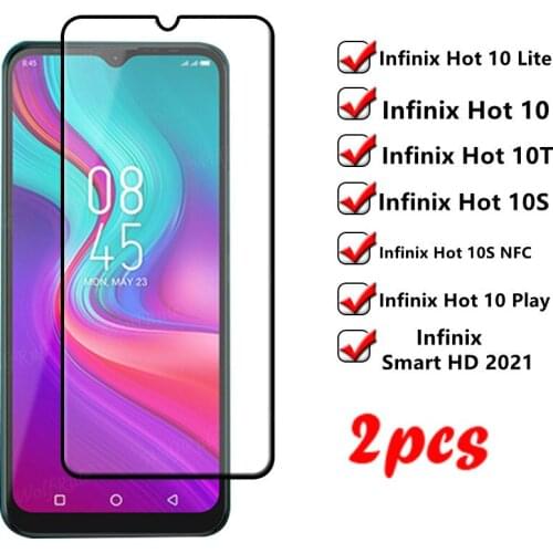 For Infinix Hot 10 Lite Glass For Infinix Hot 10 Lite Phone Film HD Screen Protector For Infinix Hot 10 Lite 10S 10T Glass 2 PCS