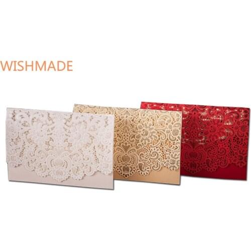 20Pcs White Laser Cut Wedding Invitations, Blank Engagement Customized Invitation Card with Envelope, for Marriage Bridal Shower