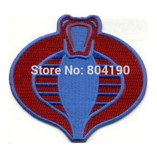 3.75" COBRA RED AND BLUE sew on/ iron on patch Fashion Comic TV Movie Film scrapbooking accessories