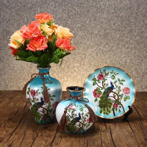 3pcs / Set Jingdezhen Ceramic Vase Vintage Chinese Style Animal Vase Fine Smooth Surface Home Decoration Furnishing Articles J