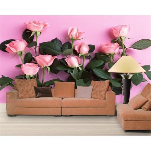 Diantu 3D Wallpaper Modern Simple TV Backdrop Pink Rose Living Room Bedroom Background mural photo wallpaper for walls 3 d
