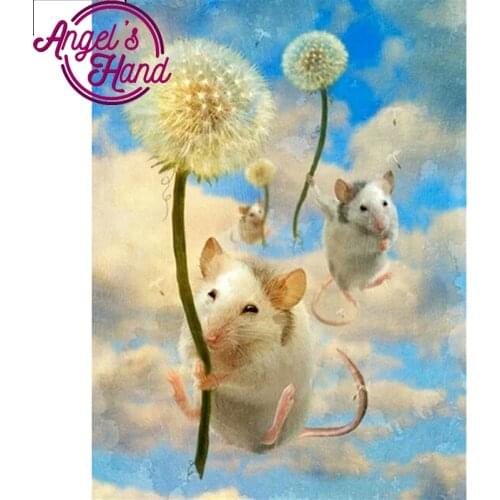 DIY Diamond Embroidery cat 5D Diamond Painting Mouse dandelion Kitten Mosaic Diamond Home Decor Craft Dandelion & mouse pattern