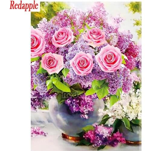 Diamond Painting full drill Pink Rose Lavender Vase Flower 5D square Round Floral DIY Mosaic Embroidery Cross Stitch new Gifts