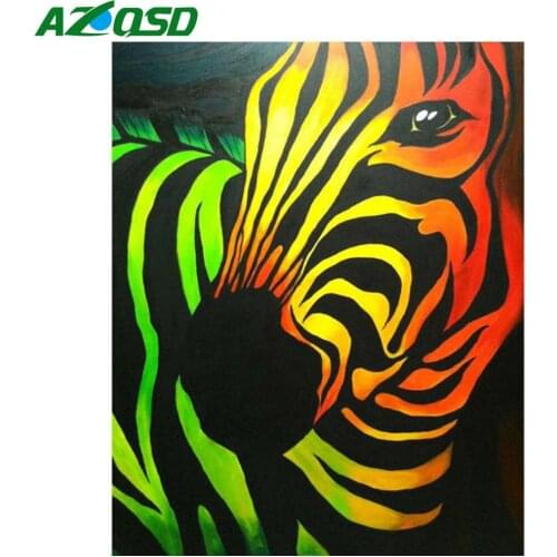 AZQSD DIY Oil Painting By Numbers Animal Kits For Adults Modern Unframed Canvas Pictures For Living Room Paint By Numbers Zebra