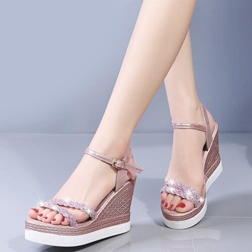 Bling Rhinestone Platform Sandals Women Wedge Sandals Women Shoes Summer Casual Platform High Heel Sandals Women Shoes