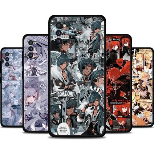 Genshin Impact Anime Cover For Samsung A51 A71 A91 A72 A52 A42 A41 A32 A31 A21s A21 A12 A11 A02s A02 A01 TPU Case Black Caso