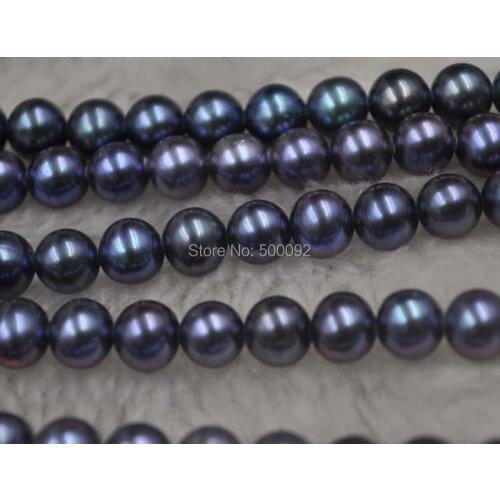 8-9mm black Cultured freshwater pearl wholesale free shipping (#2869)