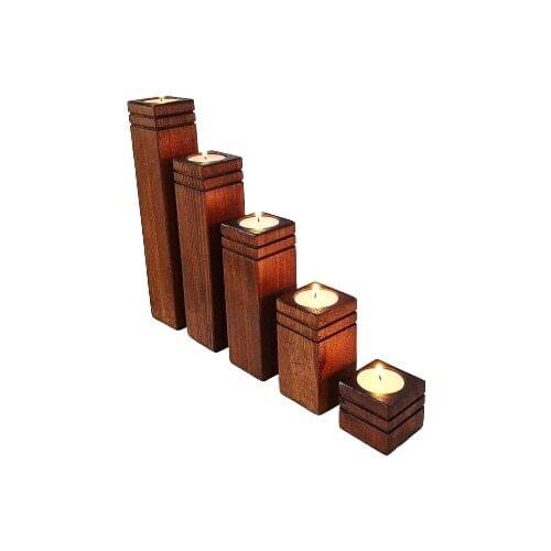 DAVİD BLACK Decorative Wooden Candlesticks