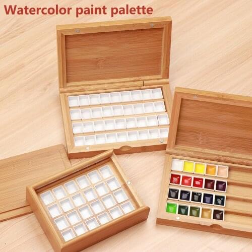 Log Wooden Watercolor Palette 24/36 Colors Handmade Box Empty Paint Storage Environmental Protection for Art Supplies