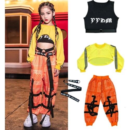 Jazz Dance Costumes Girls Street Dance Wear Kids Hip Hop Dance Clothes Stage Dancer Outfits Children Performance Costumes DN4154