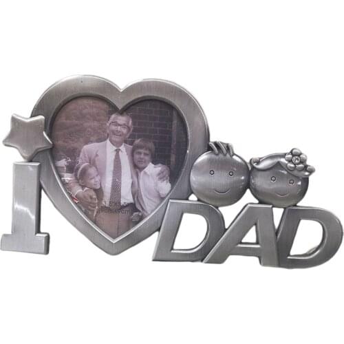 Photo Frame, Letter Patterns Heart-Shaped Picture Frame Desktop Decor Metal Artware for Living Room Bedroom