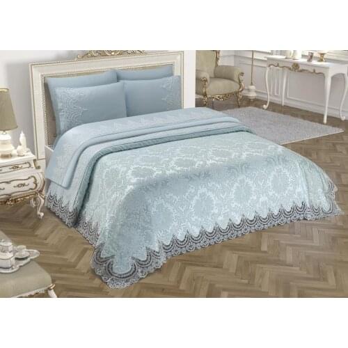 French Laced Queen Bridal Set Blue