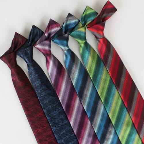 New Designer Mens Fashion 7 cm Width Striped Neck Tie Classic Wine Red Formal Business Meeting Suit Wear Neck Tie for Men